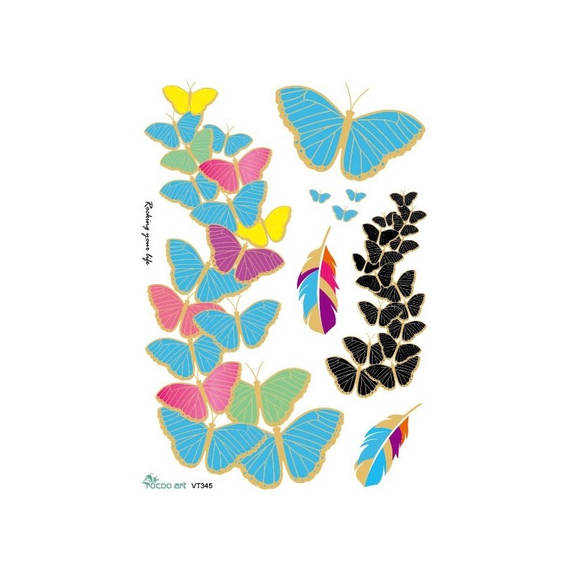 Colored Butterflies Schmetterlinge Klebetattoo