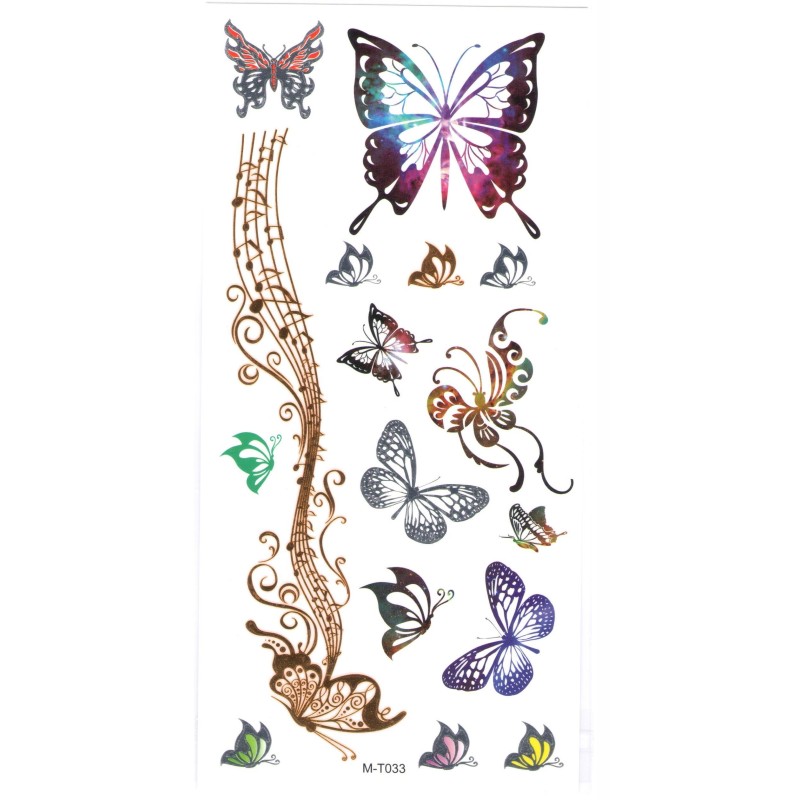 Butterflies Schmetterlinge Musiknoten Klebetattoo