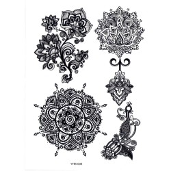 Floral Blumen Schwarz Klebetattoo