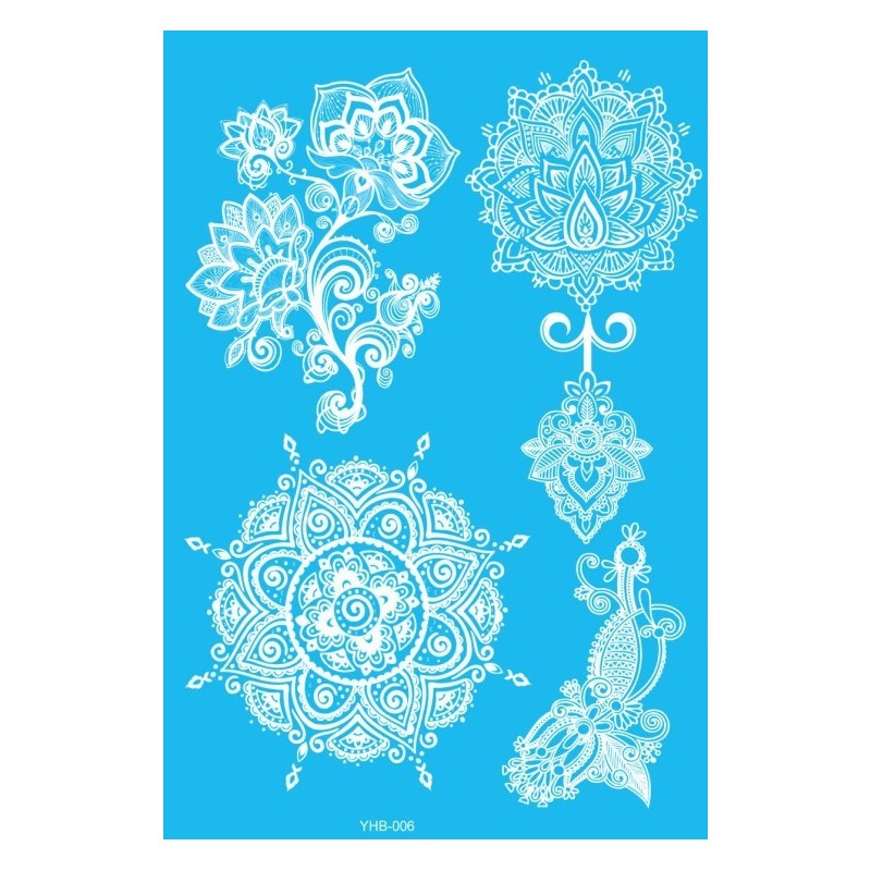Floral Blumen Weiss Klebetattoo